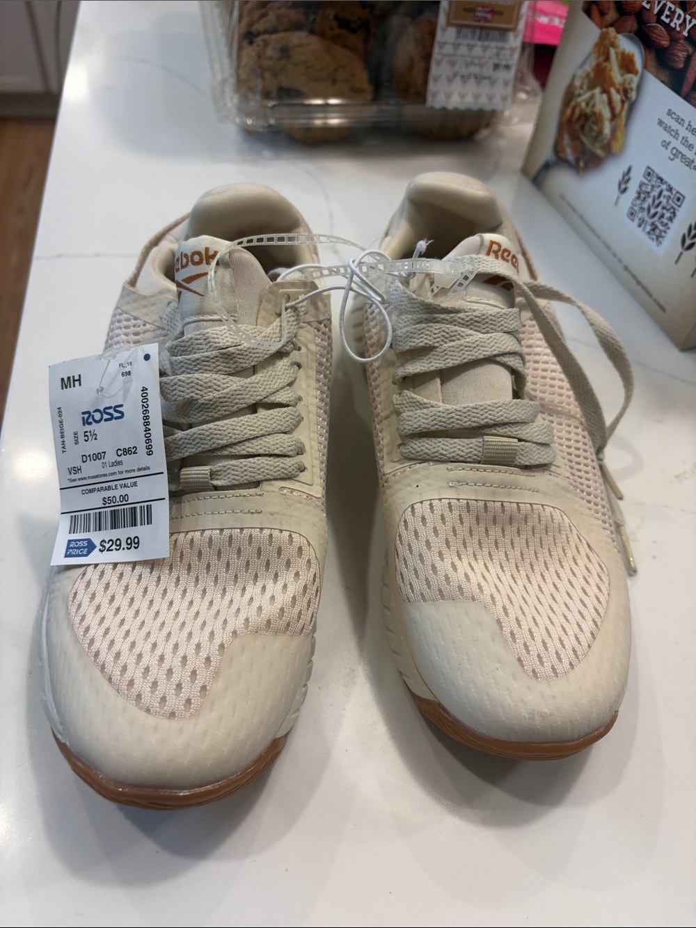 Reebok Women’s Neutral Beige and Gum Athletic Sneakers